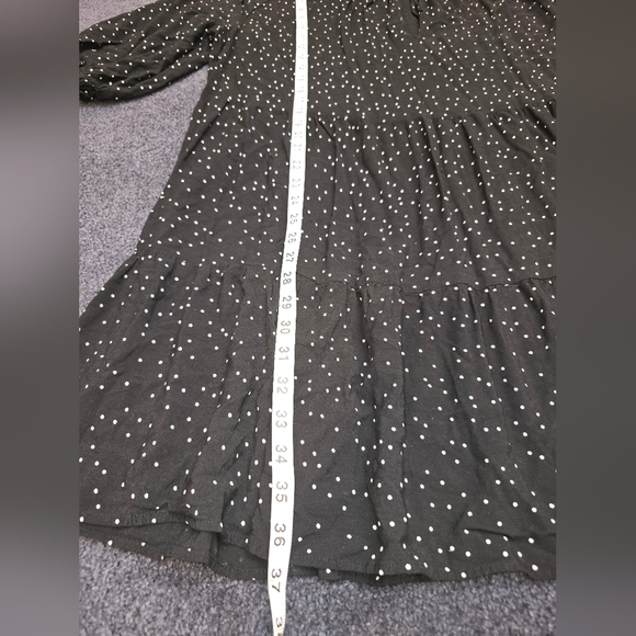 H&M Black Polka Dot Spotted Dress Xl Black Long Sleeve V Neck - Picture 12 of 13